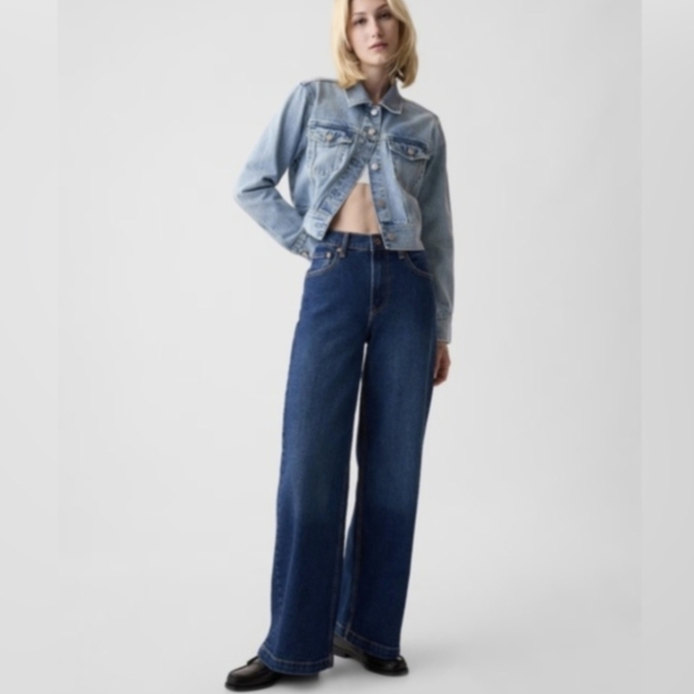 Gap High Rise Stride Wide Leg Dark Wash Jeans Size 6 / 28 R